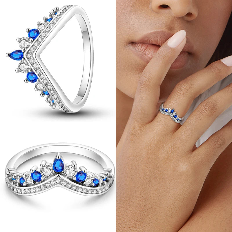 Star Moon Colorful Zircon 925 Silver Ring