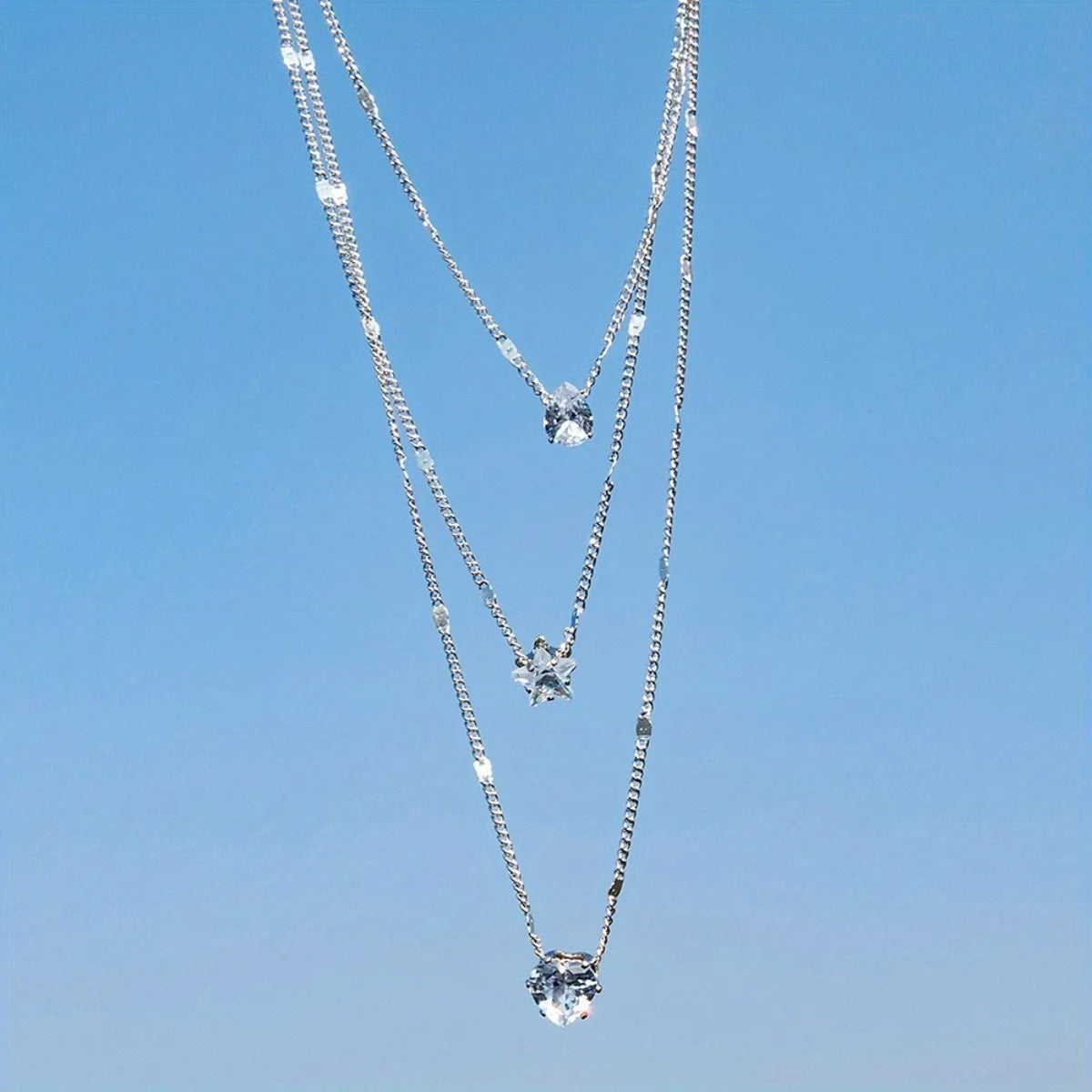 Heart & Star Glass Pendant Necklace