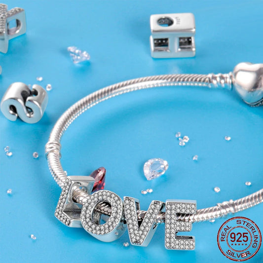 Alphabet Silver Charms Bracelet Beads