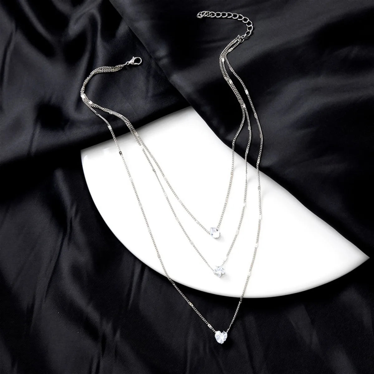 Heart & Star Glass Pendant Necklace