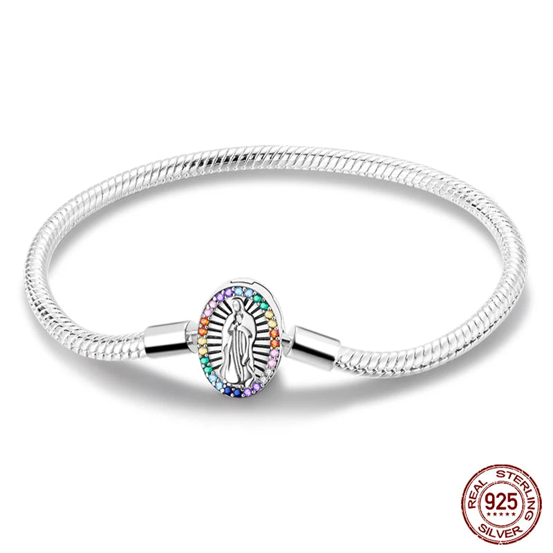 925 Silver Snake Chain Heart Lock Bracelet