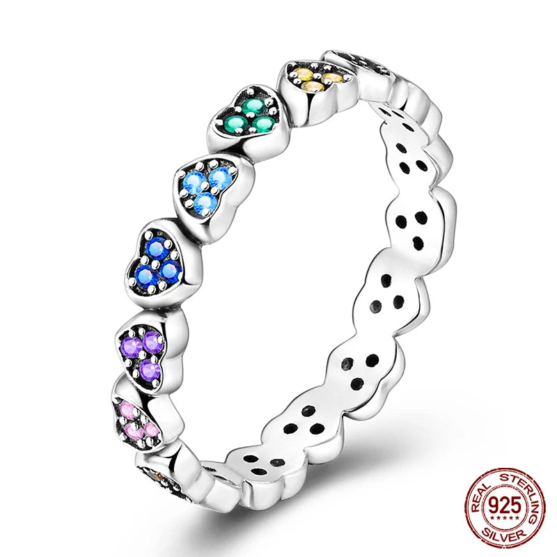 Star Moon Colorful Zircon 925 Silver Ring