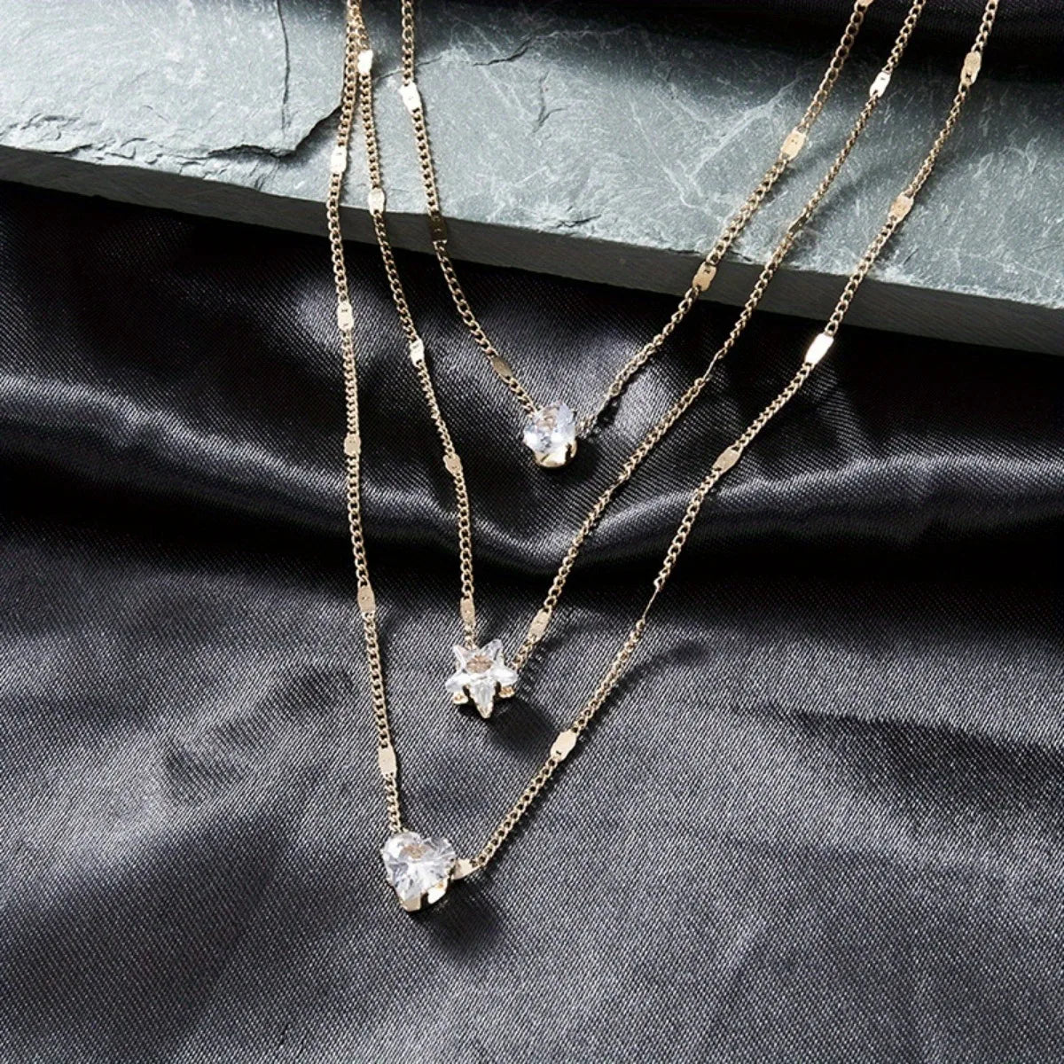 Heart & Star Glass Pendant Necklace