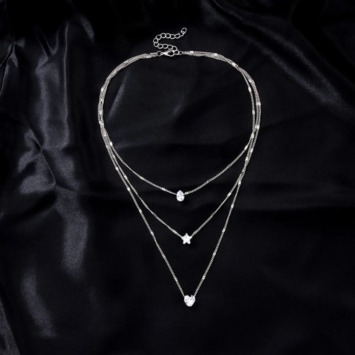 Heart & Star Glass Pendant Necklace