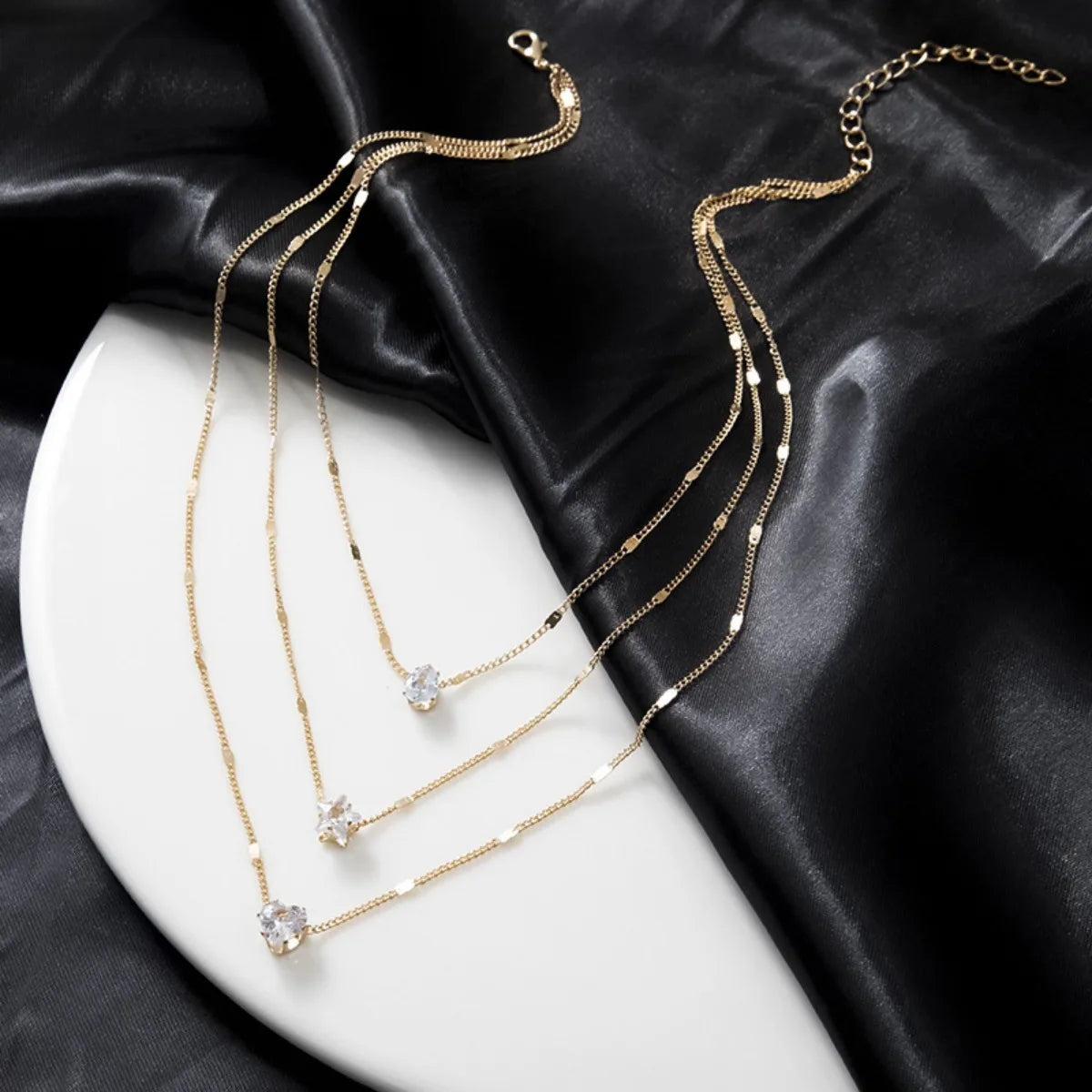 Heart & Star Glass Pendant Necklace
