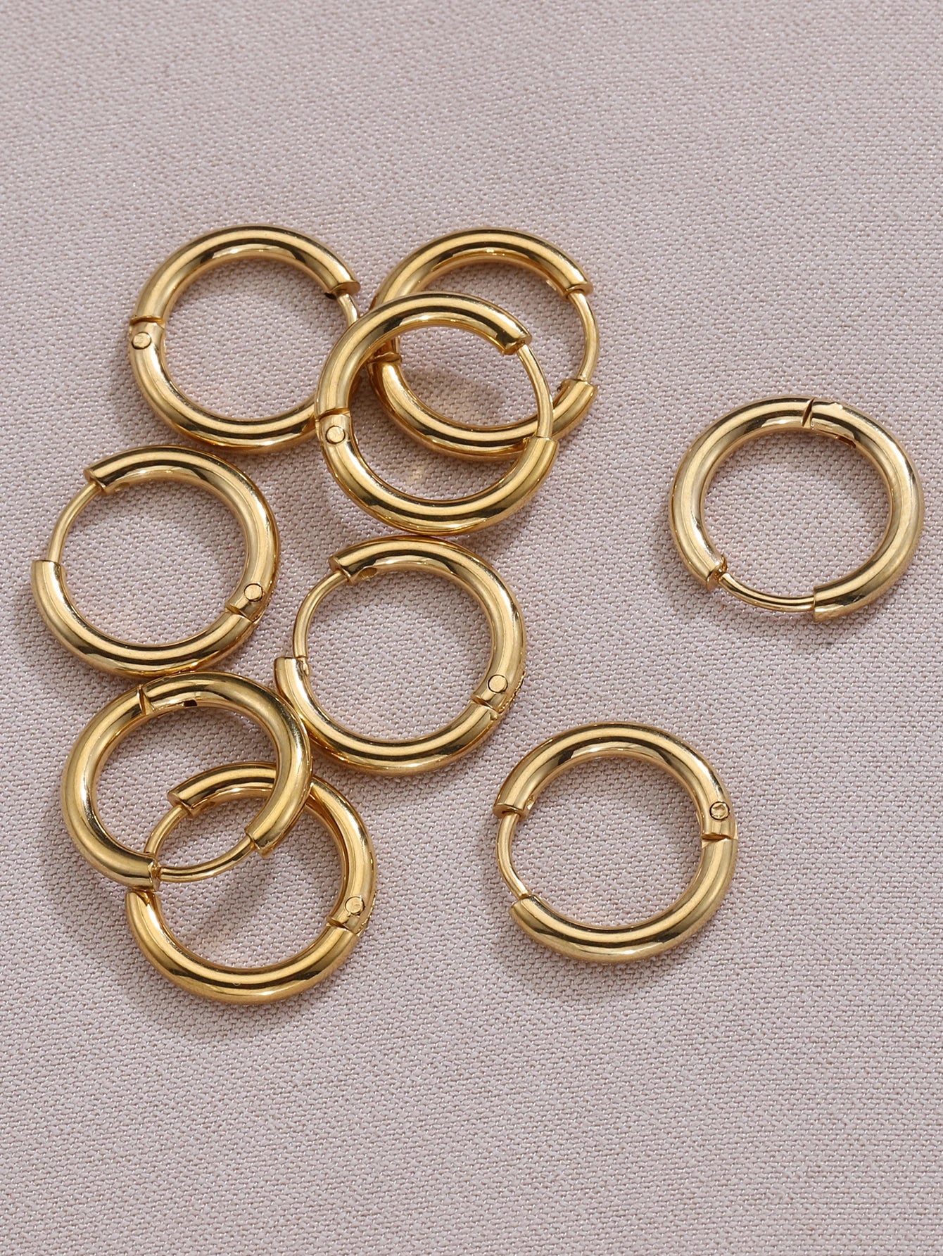 Gold Stainless Steel Hoop Earrings Set – Unisex Punk Hip-Hop Jewelry