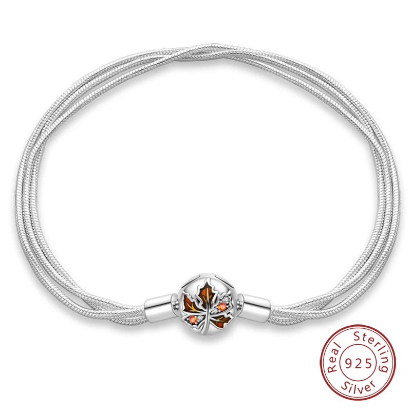 Star Moon Sun Clover 925 Silver Bracelet