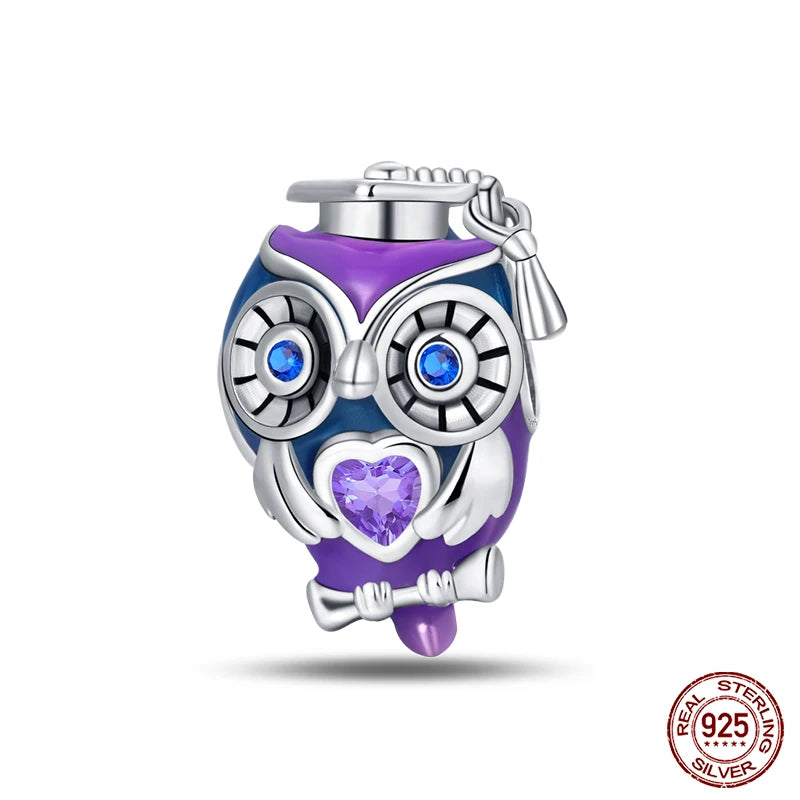 Blue Zircon Owl & Sea Animal Silver Charms
