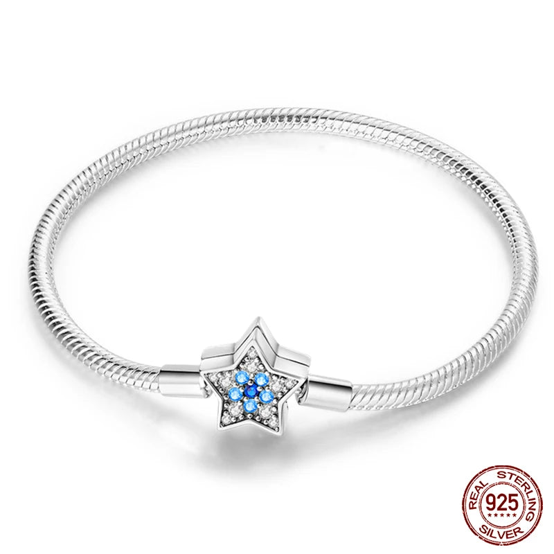Star Moon Sun Clover 925 Silver Bracelet
