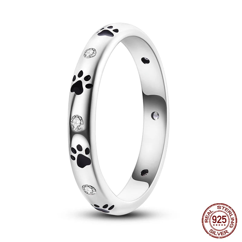 Pink Heart Crown Star Moon 925 Silver Ring