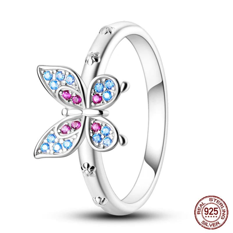 Star Moon Colorful Zircon 925 Silver Ring