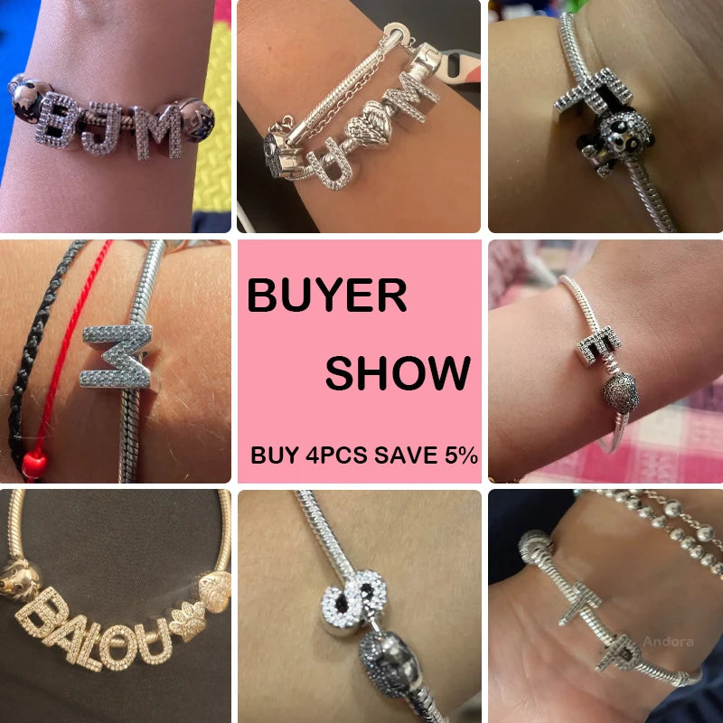Alphabet Silver Charms Bracelet Beads