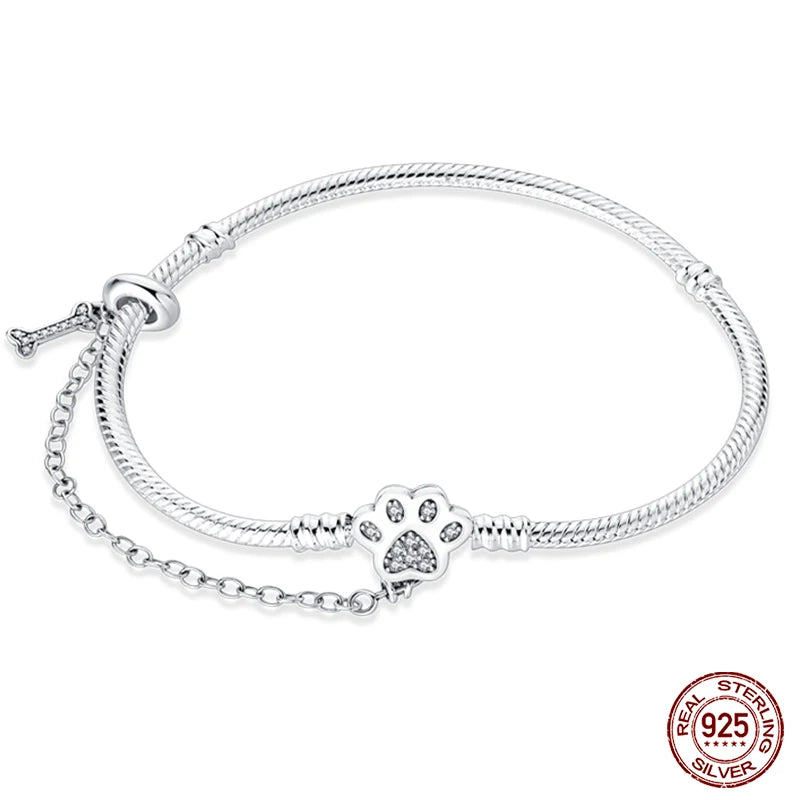 Star Moon Sun Clover 925 Silver Bracelet