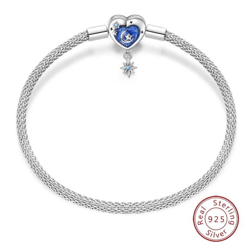Star Moon Sun Clover 925 Silver Bracelet