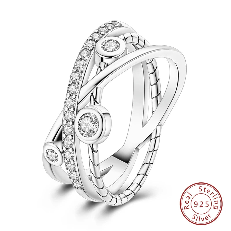 Star Moon Colorful Zircon 925 Silver Ring