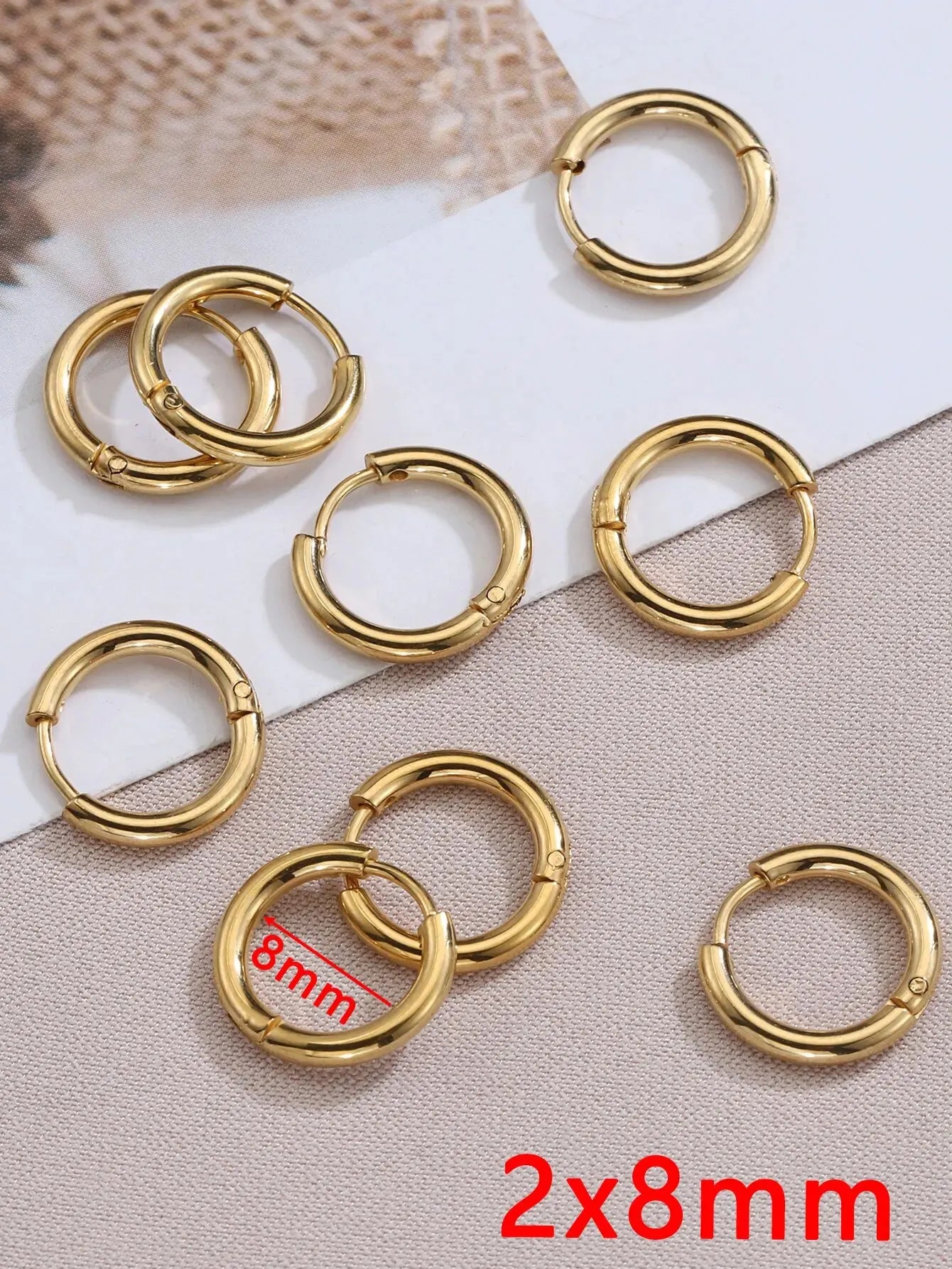 Gold Stainless Steel Hoop Earrings Set – Unisex Punk Hip-Hop Jewelry