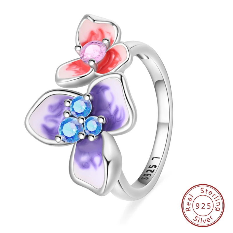 Star Moon Colorful Zircon 925 Silver Ring