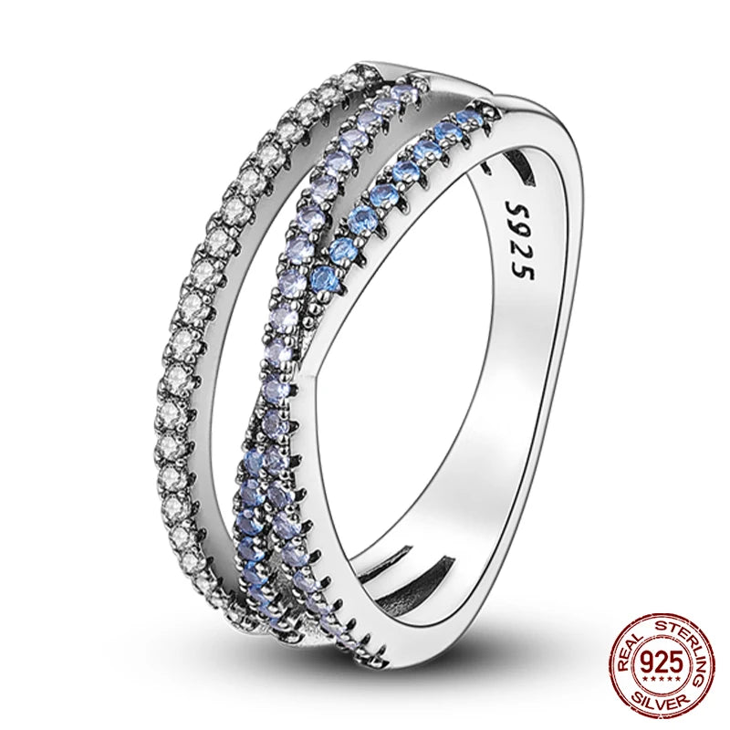 Star Moon Colorful Zircon 925 Silver Ring