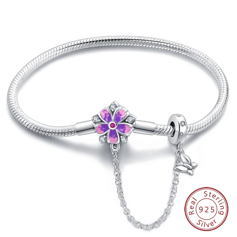 Star Moon Sun Clover 925 Silver Bracelet