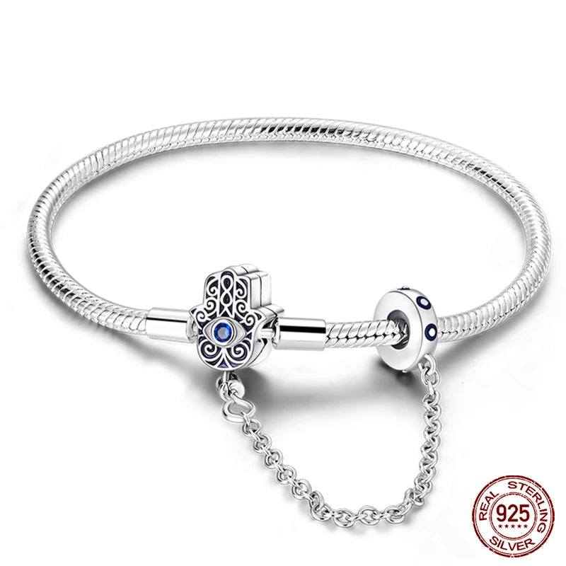 Star Moon Sun Clover 925 Silver Bracelet