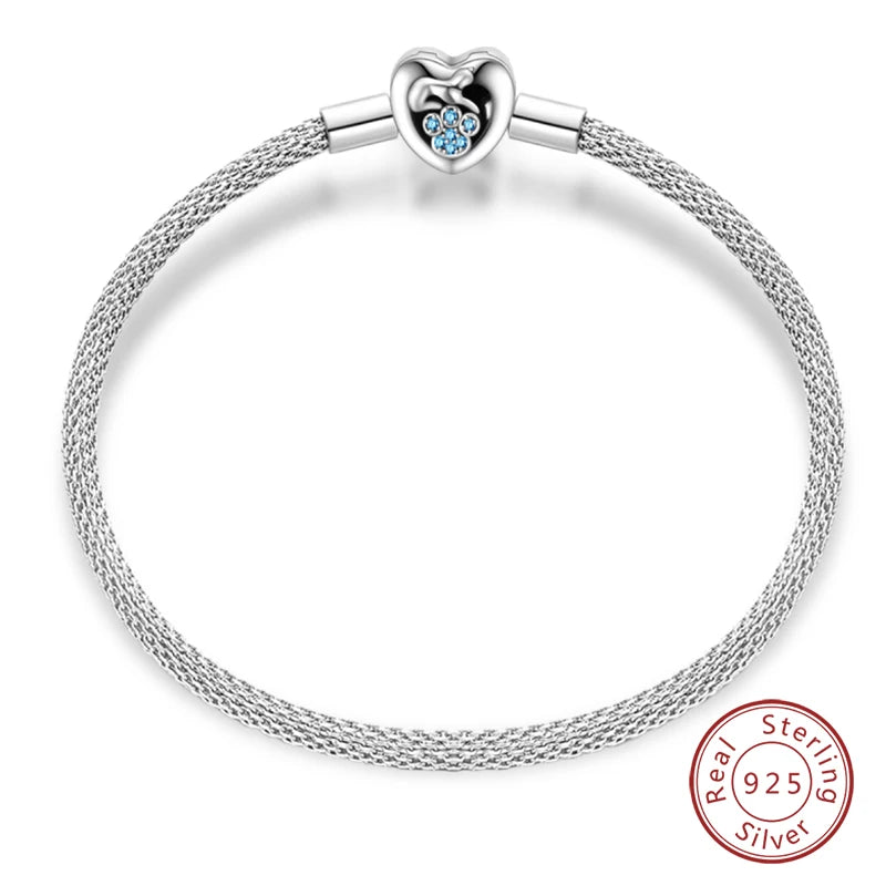 Star Moon Sun Clover 925 Silver Bracelet