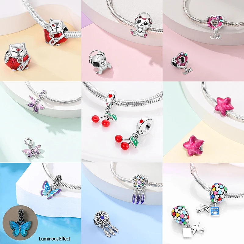 Blue Zircon Owl & Sea Animal Silver Charms