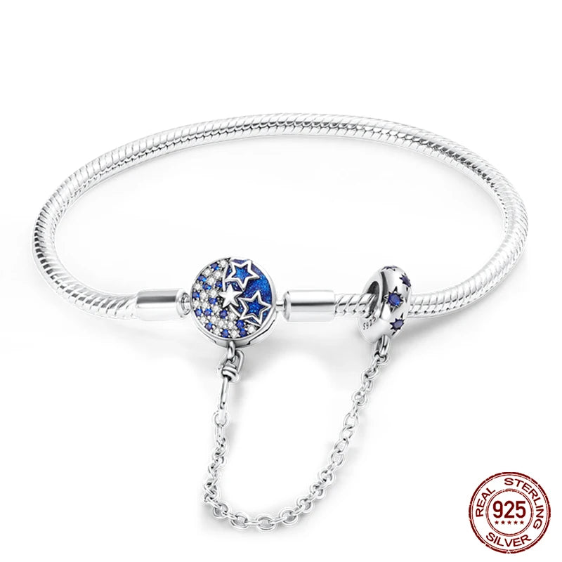 Star Moon Sun Clover 925 Silver Bracelet