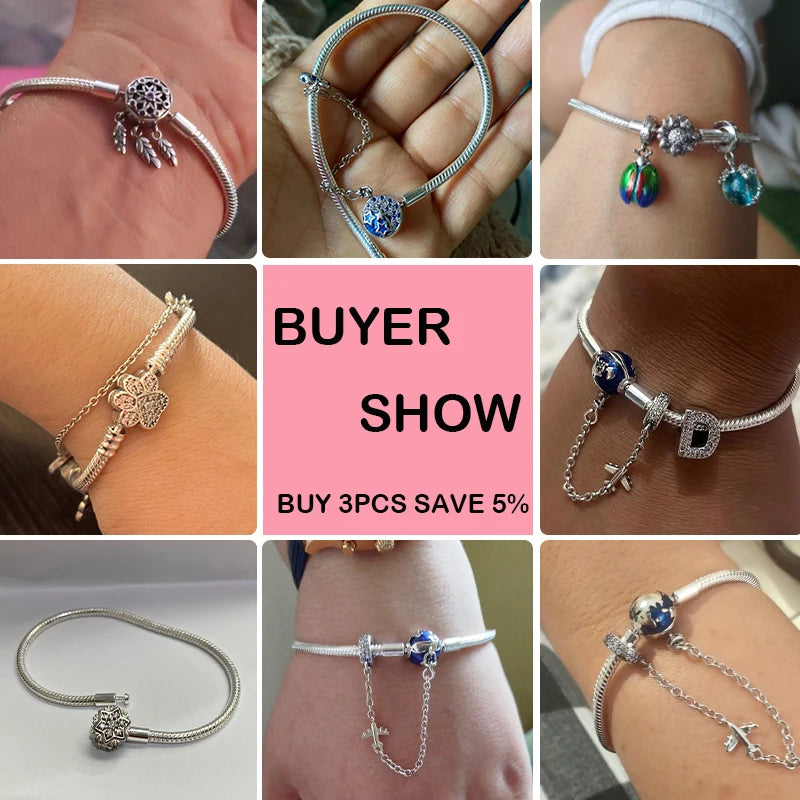 Star Moon Sun Clover 925 Silver Bracelet