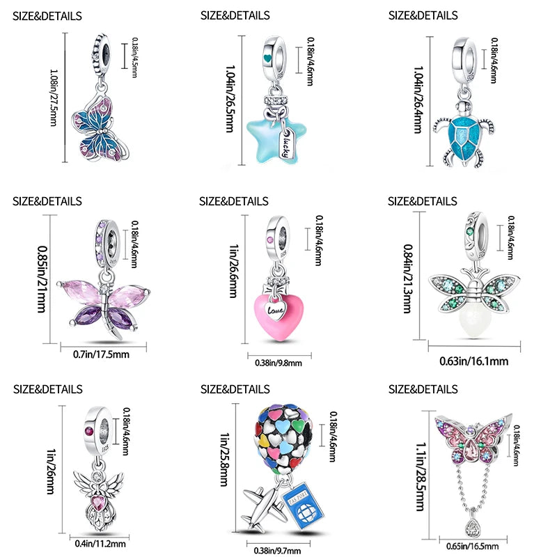 Blue Zircon Owl & Sea Animal Silver Charms