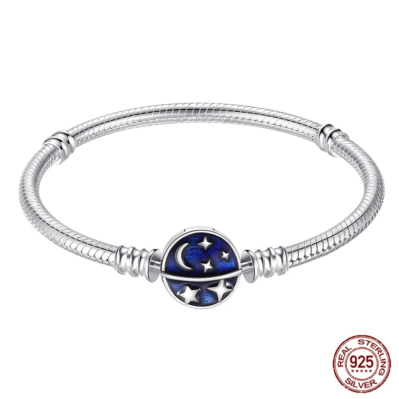 Star Moon Sun Clover 925 Silver Bracelet