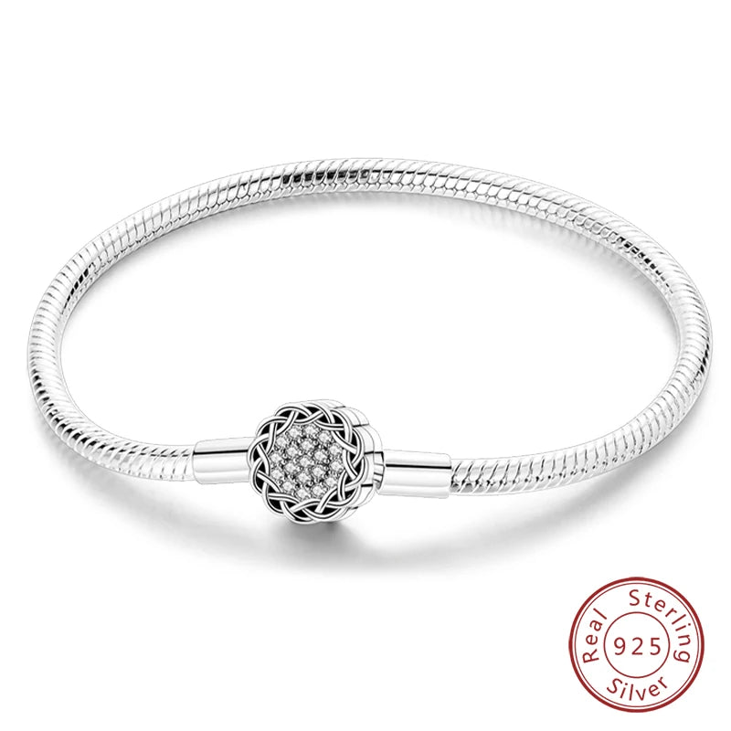 925 Silver Snake Chain Heart Lock Bracelet