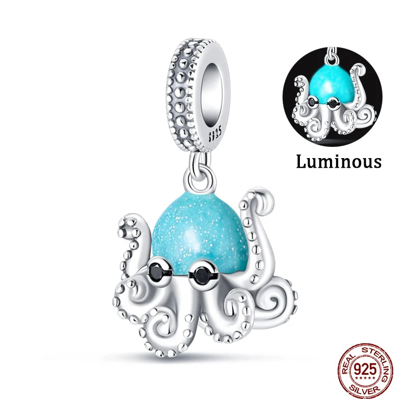 Blue Zircon Owl & Sea Animal Silver Charms