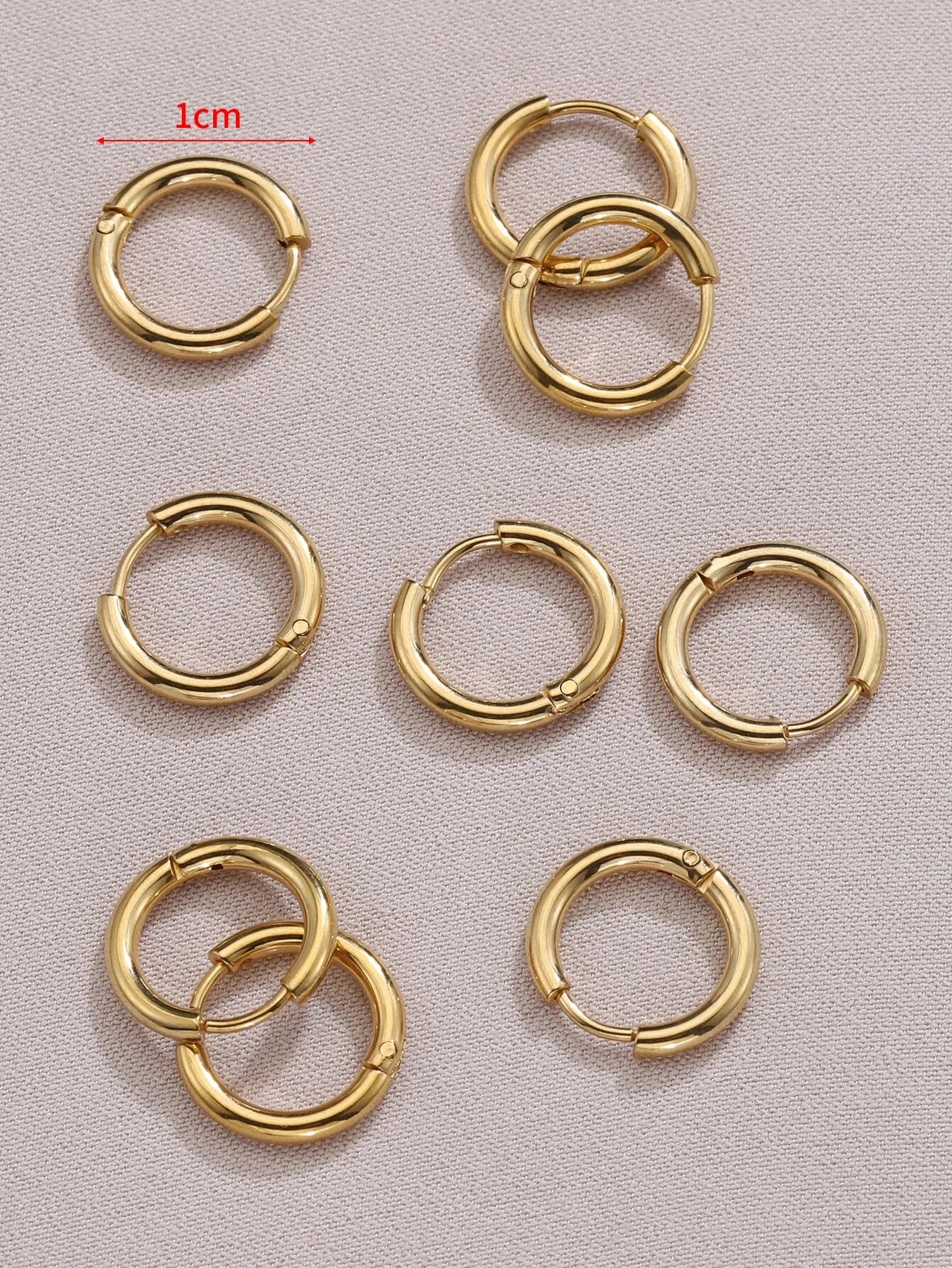 Gold Stainless Steel Hoop Earrings Set – Unisex Punk Hip-Hop Jewelry