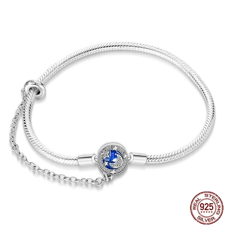 925 Silver Snake Chain Heart Lock Bracelet