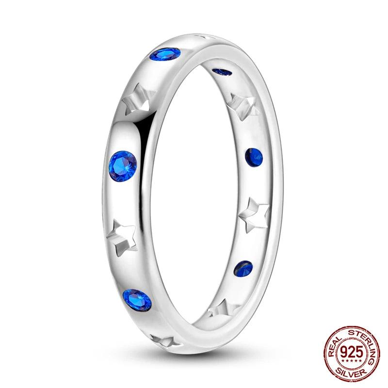 Star Moon Colorful Zircon 925 Silver Ring