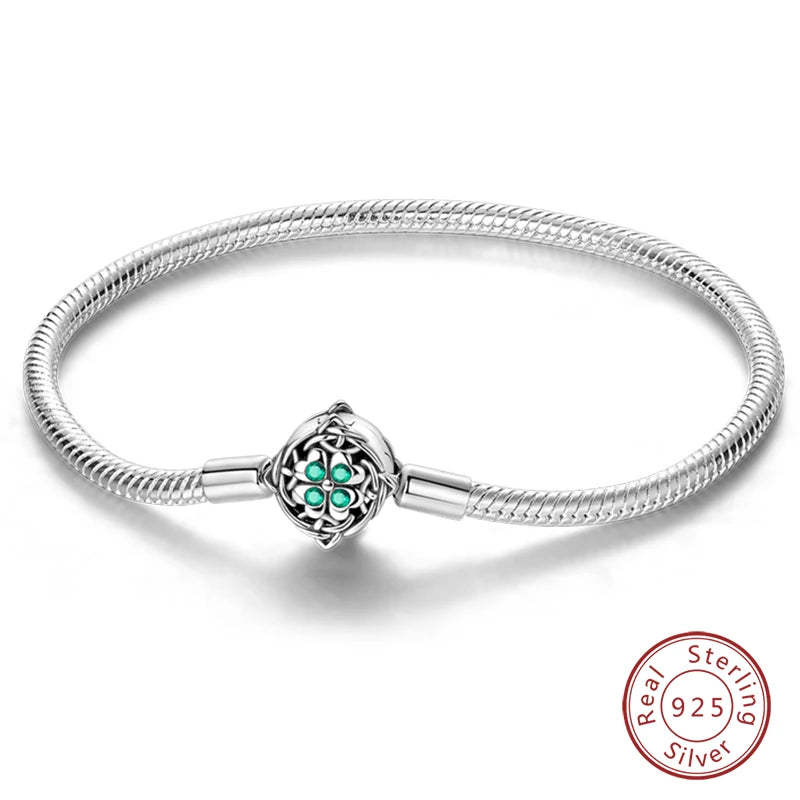 Star Moon Sun Clover 925 Silver Bracelet