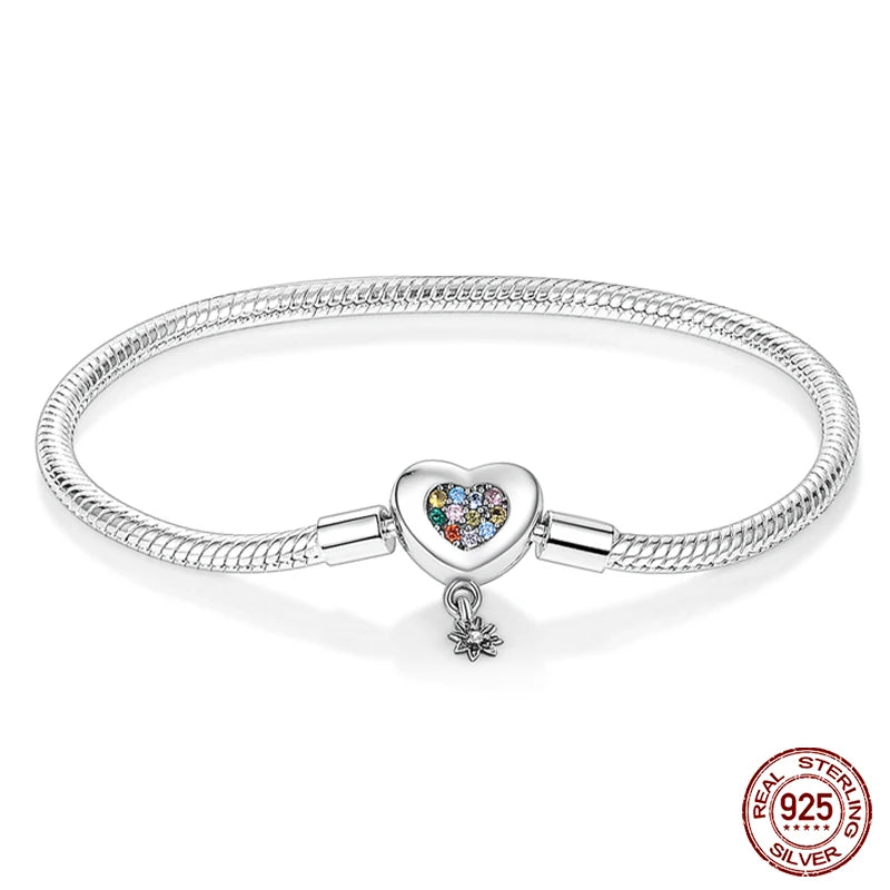 Star Moon Sun Clover 925 Silver Bracelet