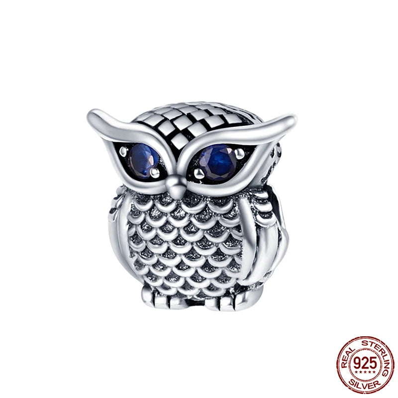 Blue Zircon Owl & Sea Animal Silver Charms