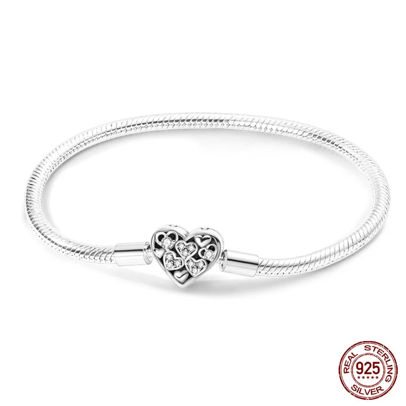 Star Moon Sun Clover 925 Silver Bracelet