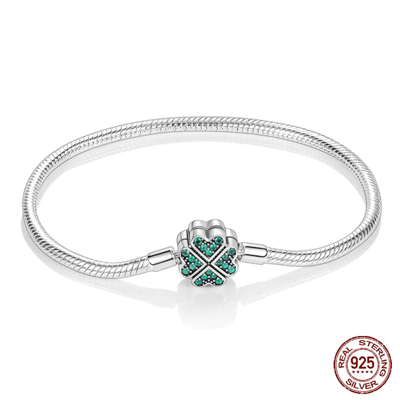 Star Moon Sun Clover 925 Silver Bracelet