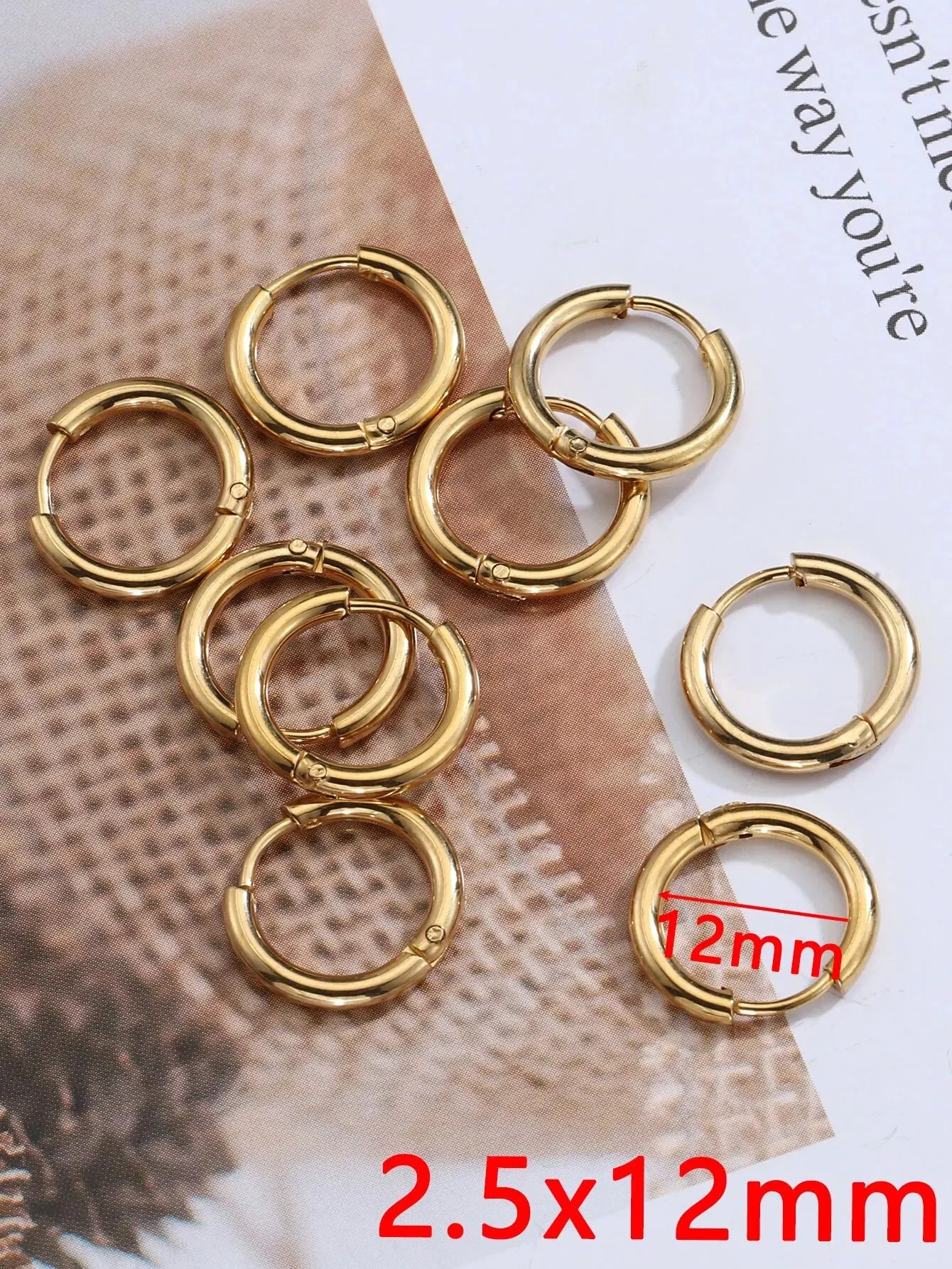 Gold Stainless Steel Hoop Earrings Set – Unisex Punk Hip-Hop Jewelry