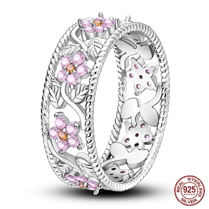 Star Moon Colorful Zircon 925 Silver Ring