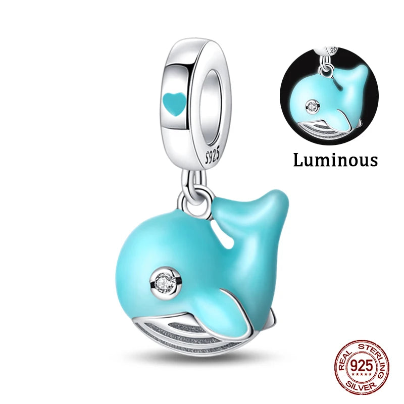 Blue Zircon Owl & Sea Animal Silver Charms