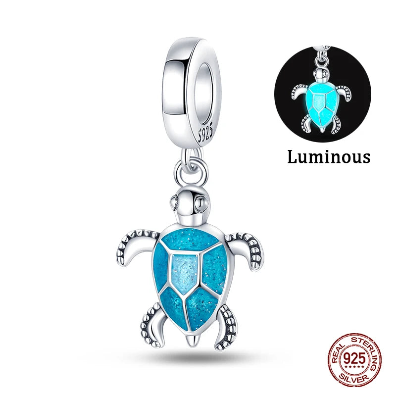 Blue Zircon Owl & Sea Animal Silver Charms