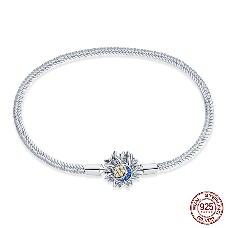 925 Silver Snake Chain Heart Lock Bracelet