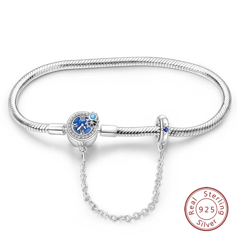 Star Moon Sun Clover 925 Silver Bracelet