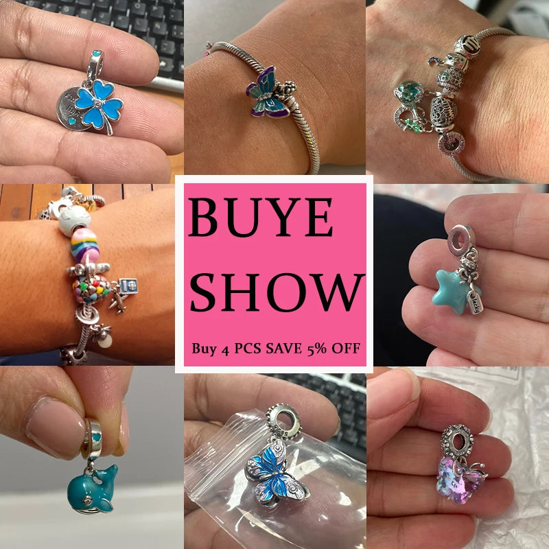 Blue Zircon Owl & Sea Animal Silver Charms