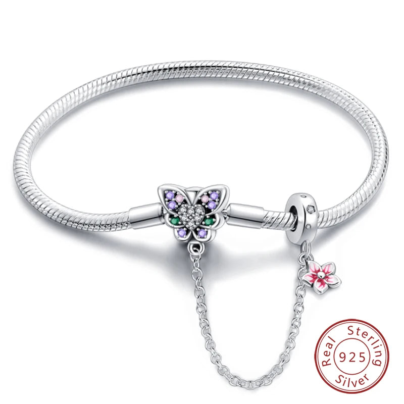 Star Moon Sun Clover 925 Silver Bracelet
