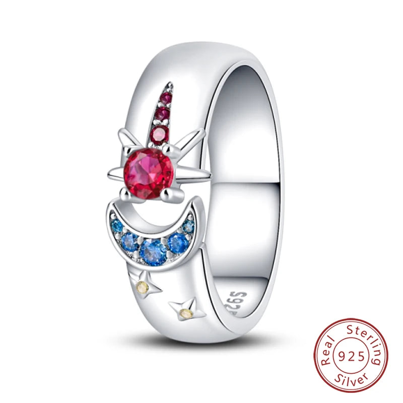 Romantic Pink Heart Snowflake 925 Ring