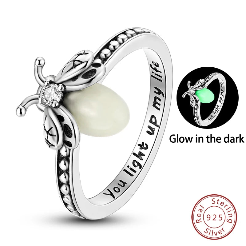 Pink Heart Crown Star Moon 925 Silver Ring